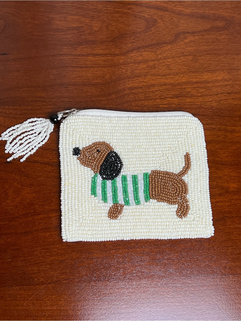 Beaded Dachshund Coin Purse/Zippered Pouch